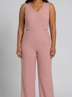 ANTONIO MELANI Dusty Rose Sleeveless V-Neck Wide-Leg Jumpsuit